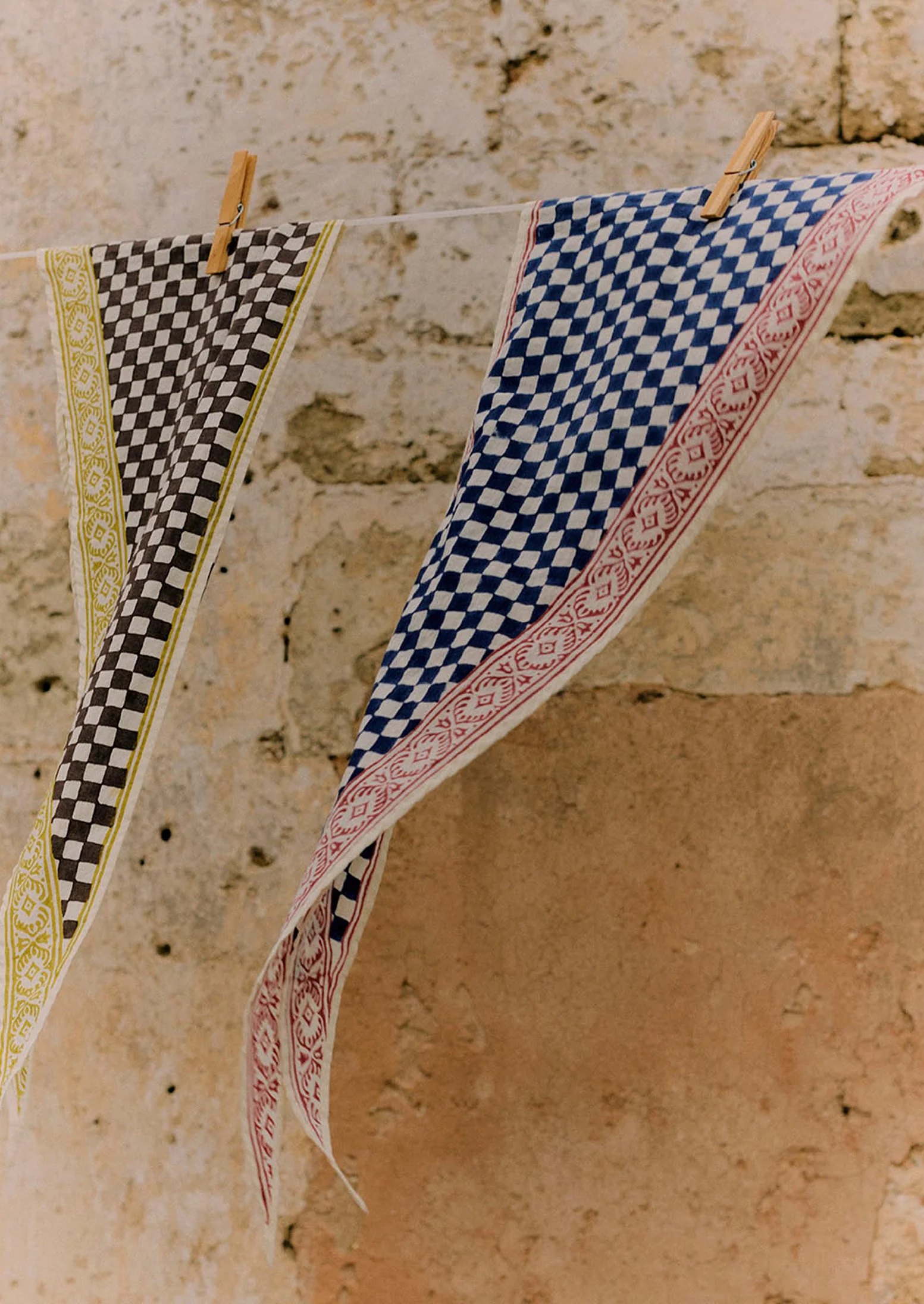 Block Print Cook Check Bandana | Provencal Blue - Image 4