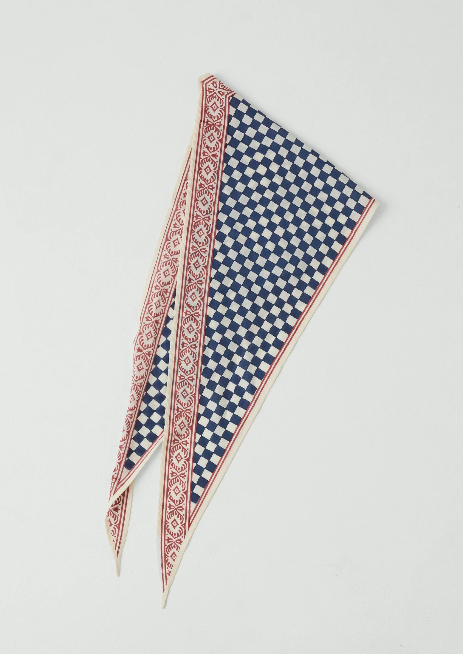 Block Print Cook Check Bandana | Provencal Blue - Image 5