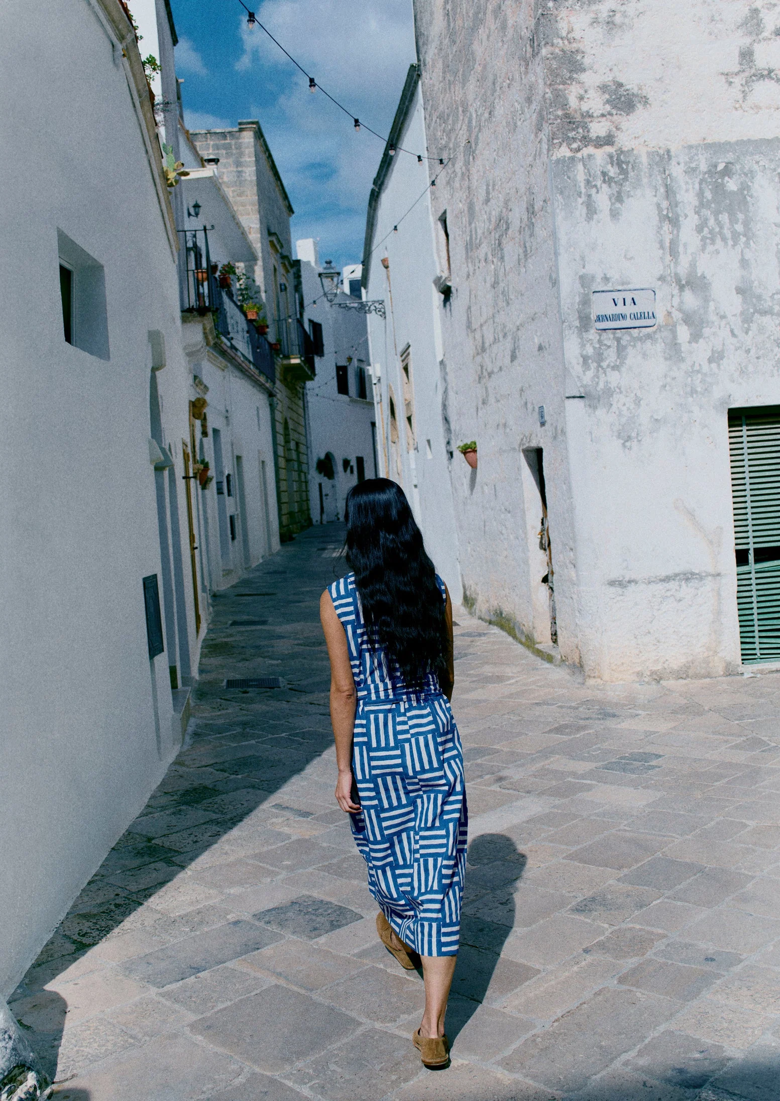 Block Print Patchwork Stripe Dress | Deep Cornflower - Image 7