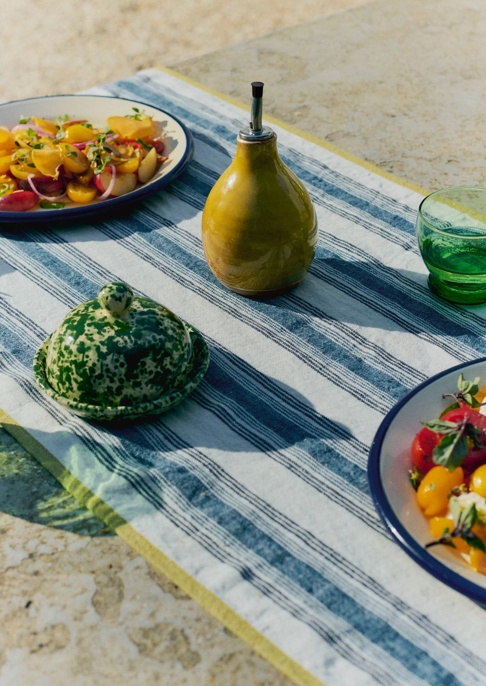 Chef Stripe Linen Table Runner | Ecru/Multi Blue - Image 3