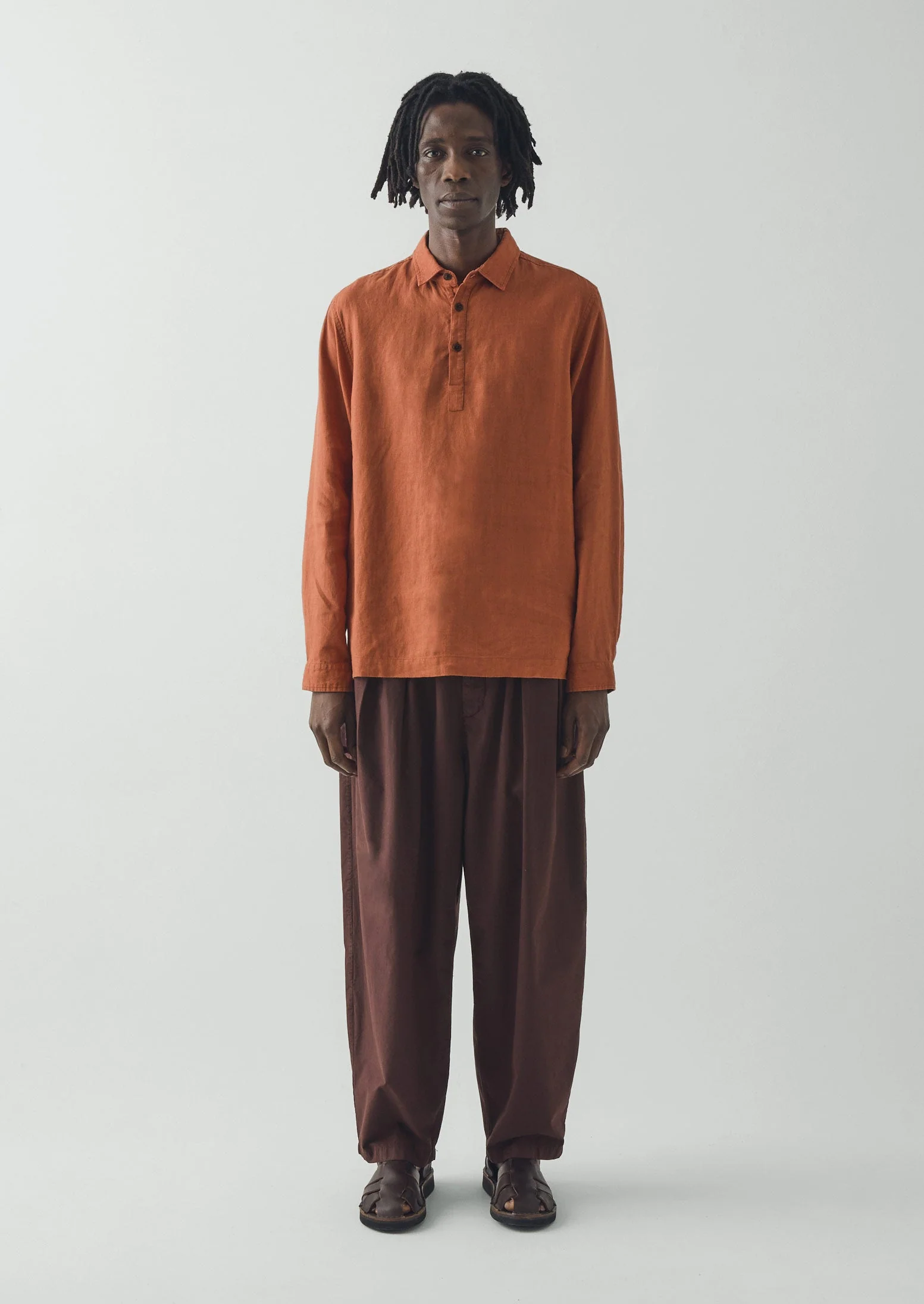 Half Placket Linen Shirt | Copper - Image 4