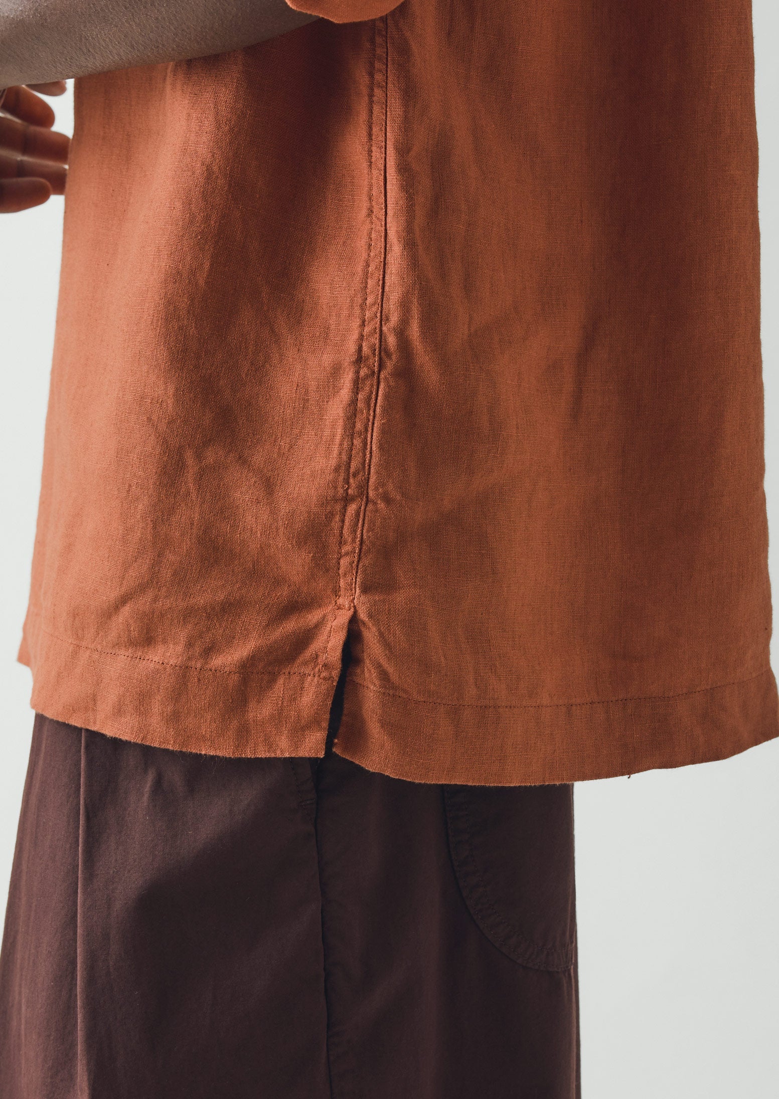 Half Placket Linen Shirt | Copper - Image 5