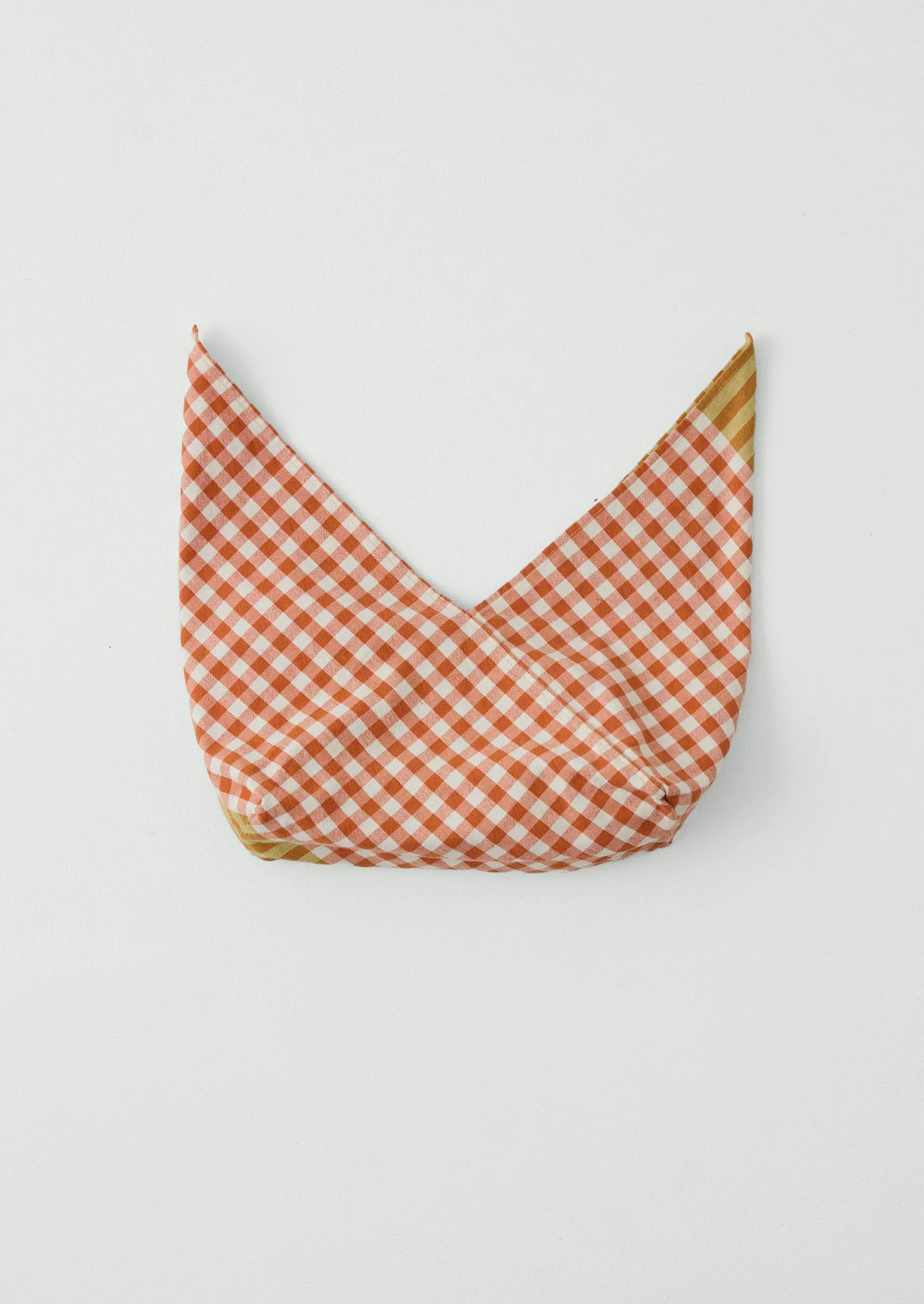 Hand Woven Siesta Check Bread Bag | Peach/Bright Olive - Image 4