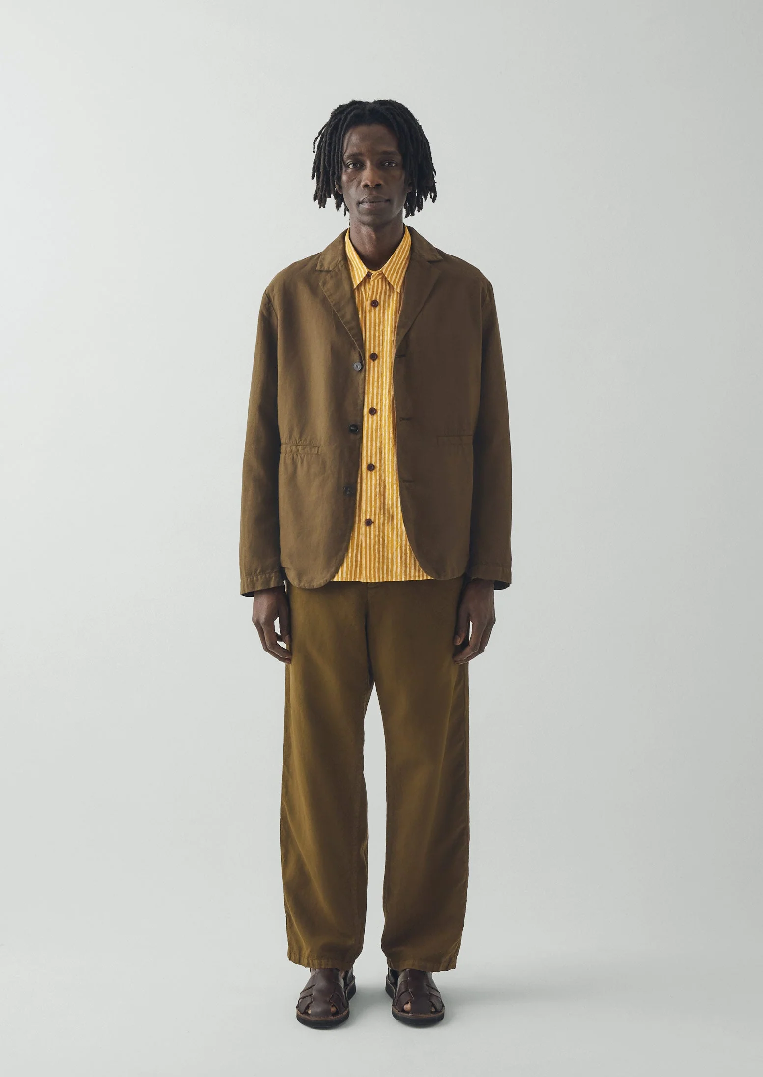 High Break Cotton Linen Blazer | Bronze Green - Image 4