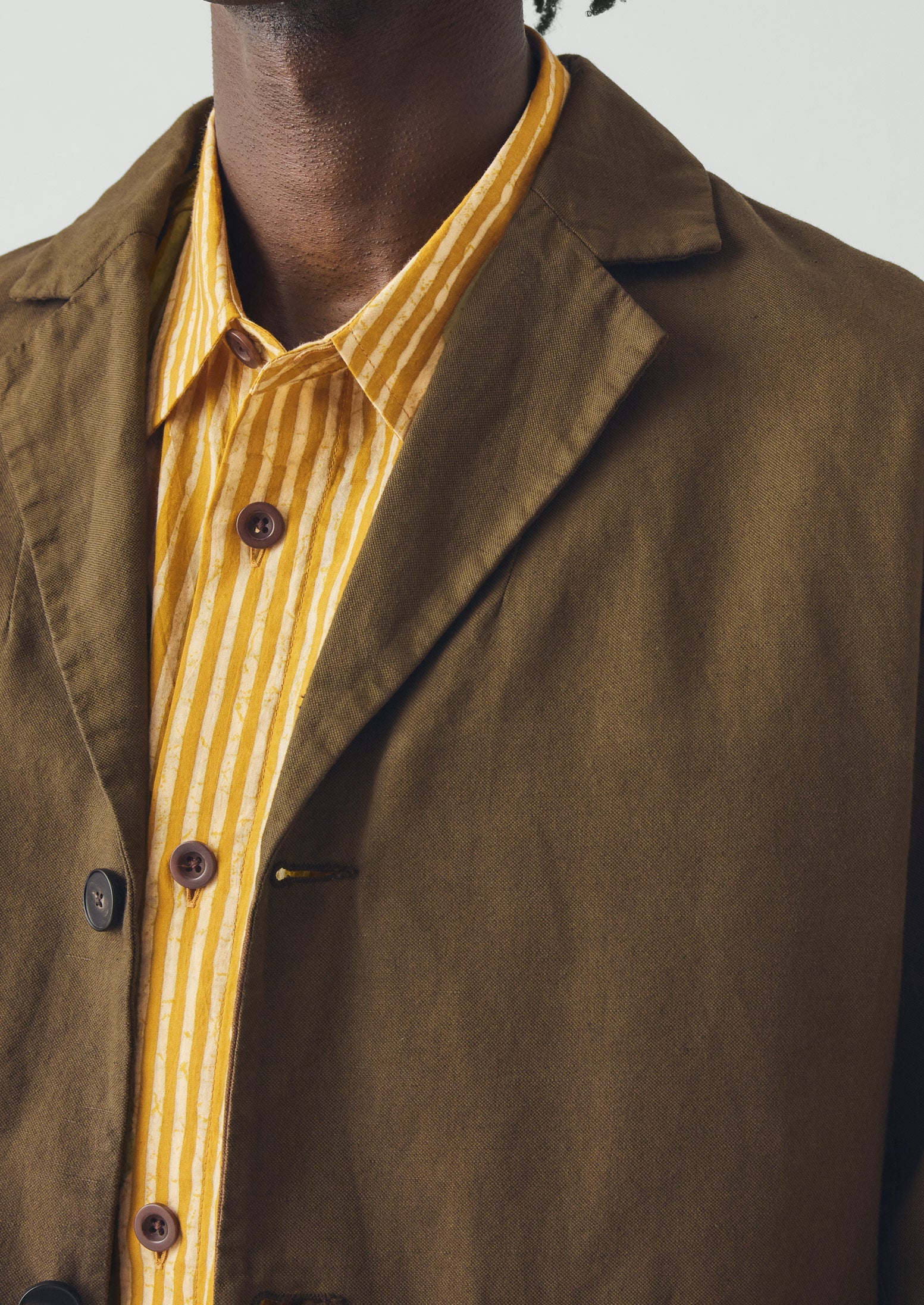 High Break Cotton Linen Blazer | Bronze Green - Image 5