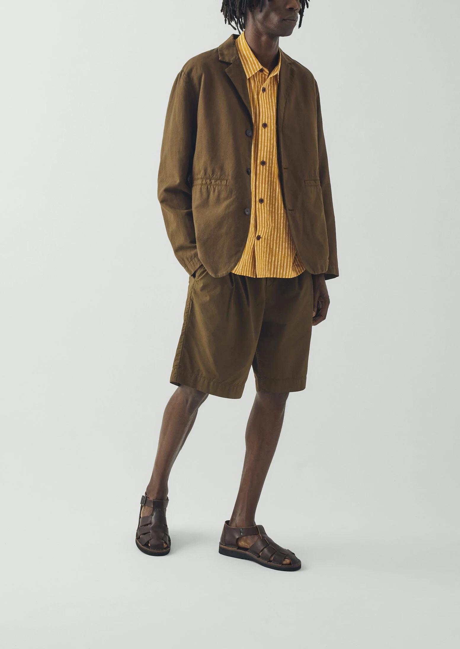 High Break Cotton Linen Blazer | Bronze Green - Image 6