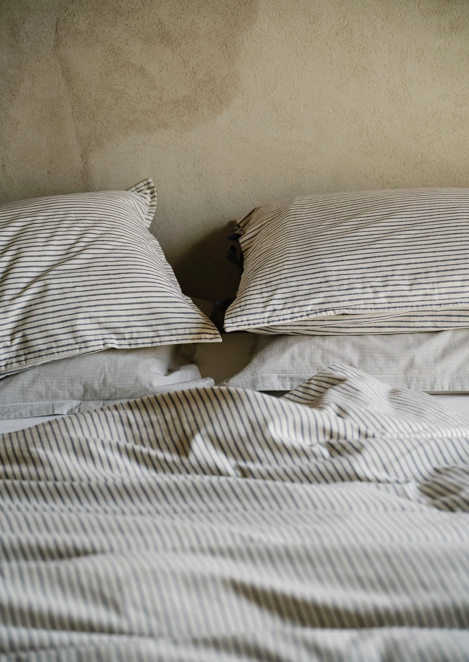 Pyjama Stripe Cotton Duvet Cover | Navy/Ecru - Image 4