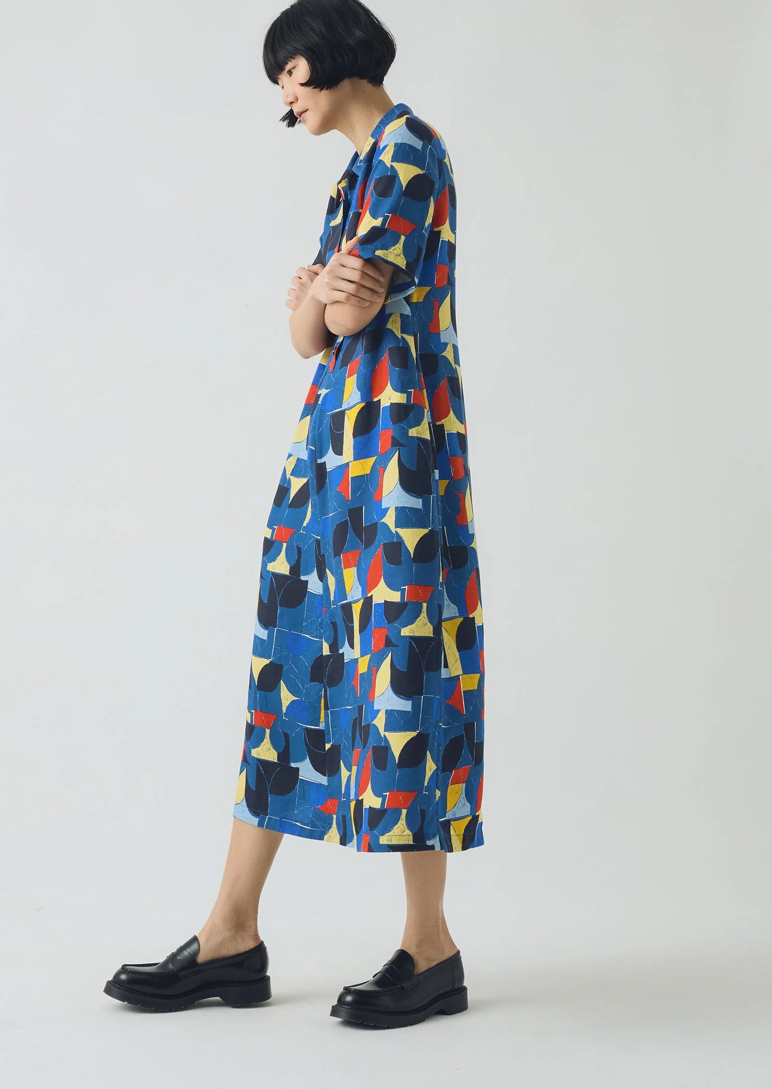 Paintbox Print Fluid Shirt Dress | Delft - Image 3