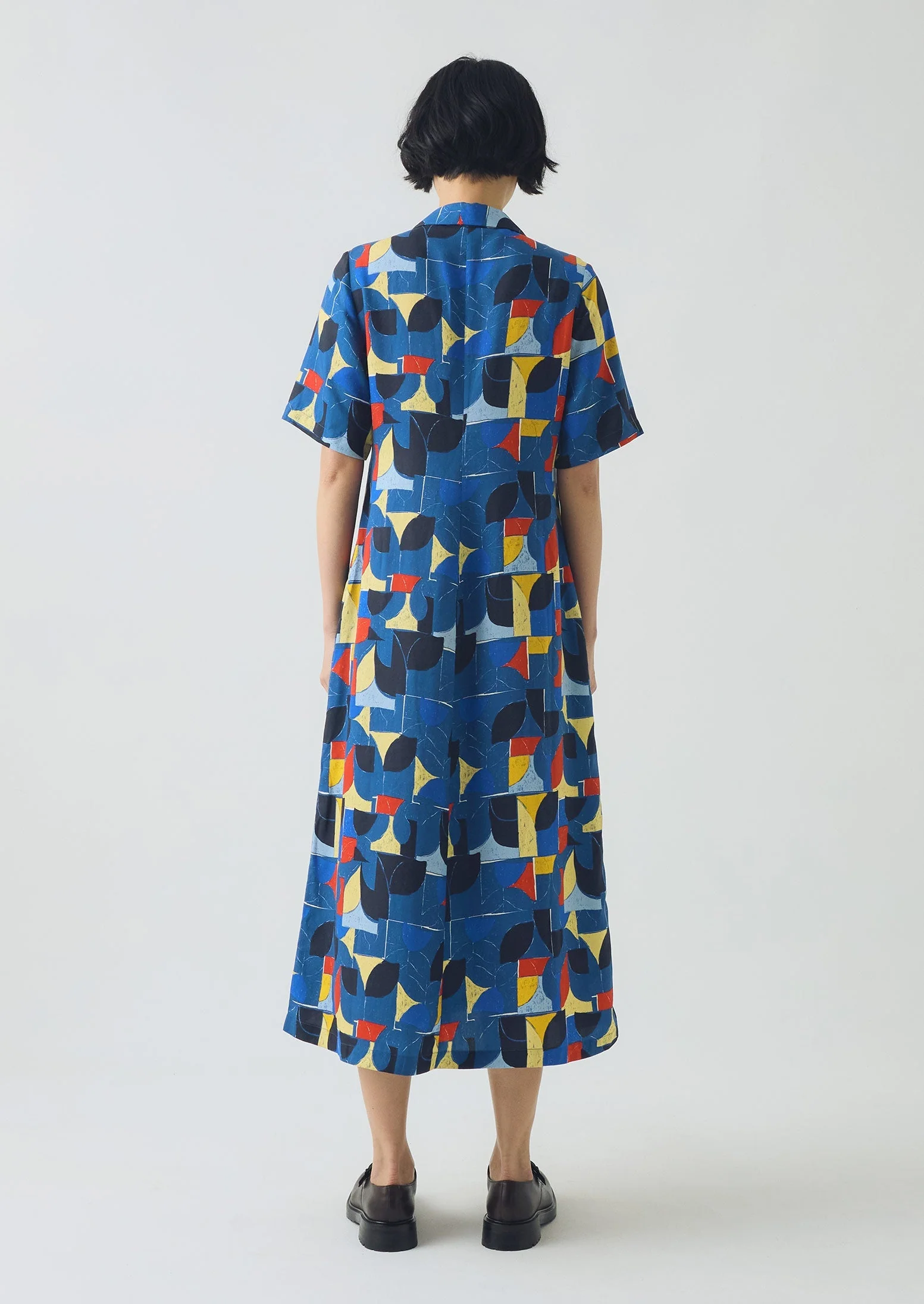 Paintbox Print Fluid Shirt Dress | Delft - Image 4