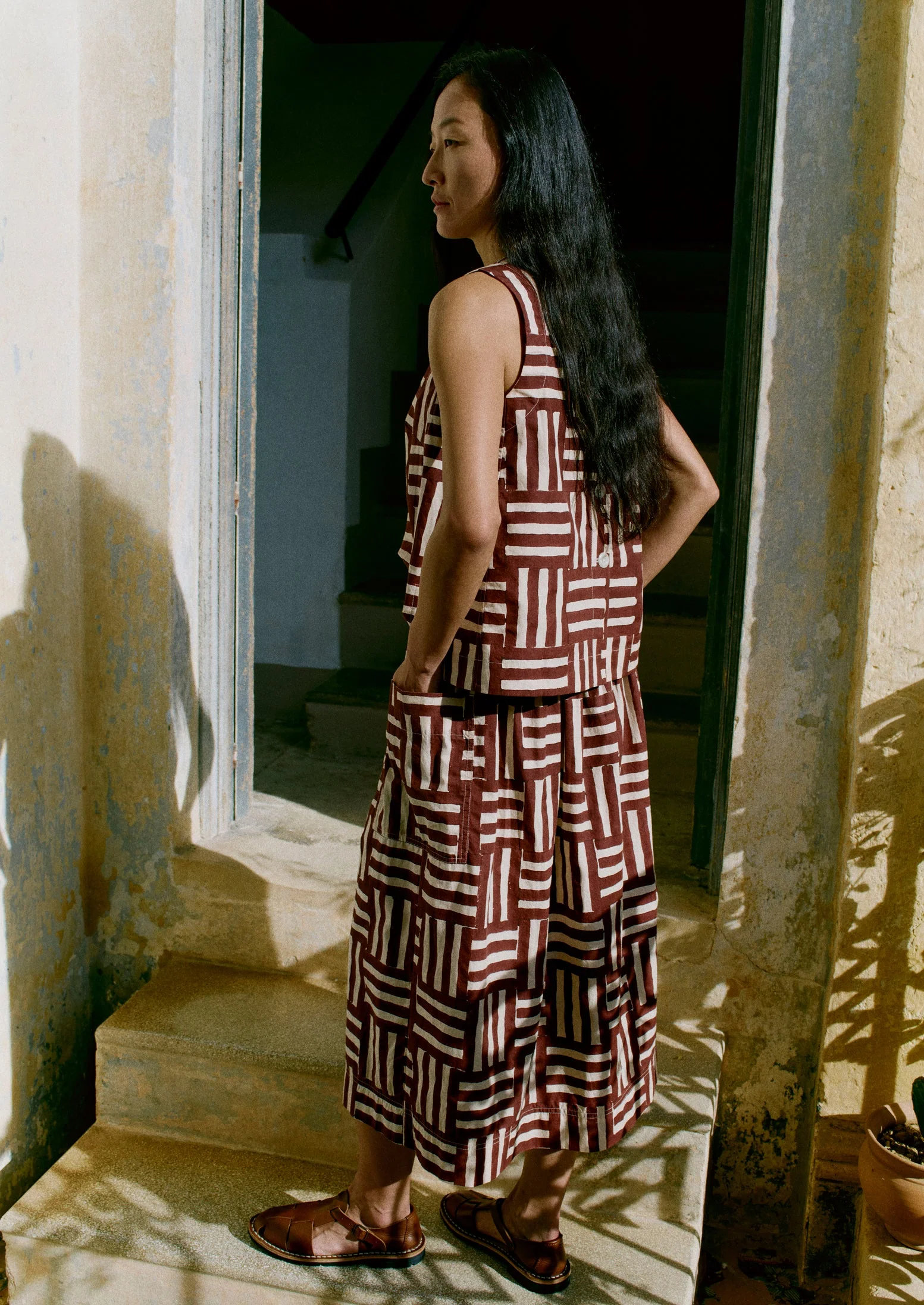Patchwork Stripe Block Print Top | Sable - Image 6