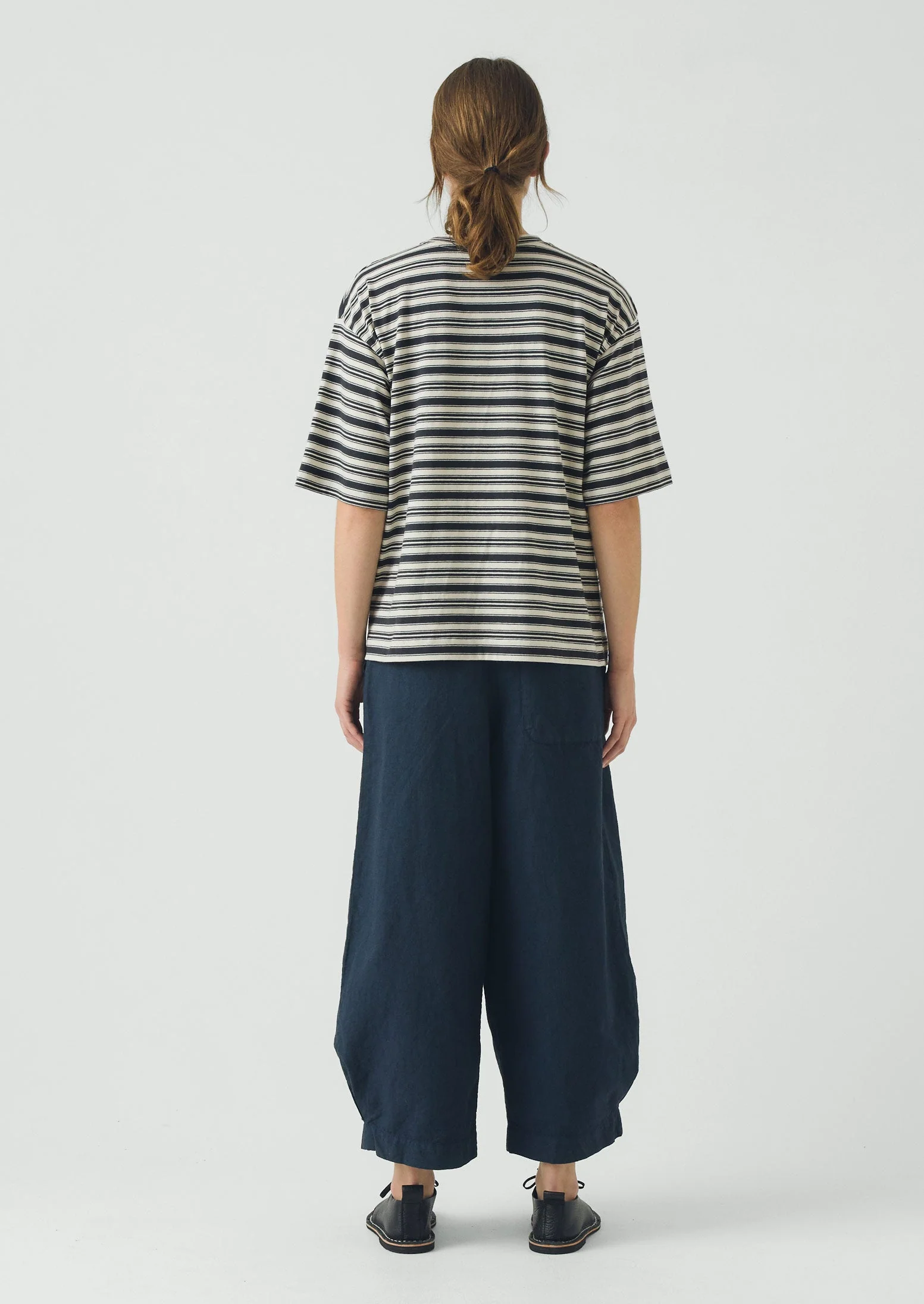 Stripe Cotton Short Sleeve Tee | Blue Graphite/Egret - Image 4